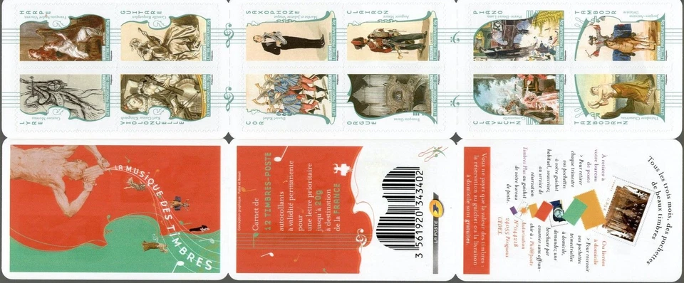 TIMBRE FRANCE NEUF BANDE CARNET AUTOADHESIF  N° BC390 ** ART DE  LA MUSIQUE - Photo 1/1