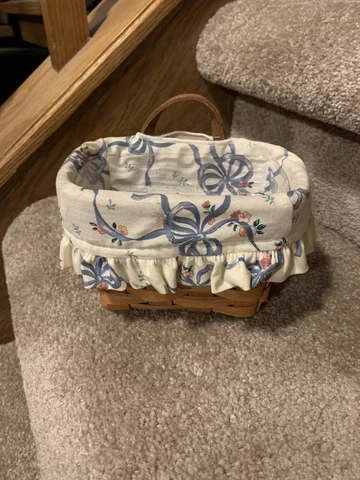 Longaberger 1994 Ambrosia Booking Basket Herbal Garden Liner Leather Handle Cover
