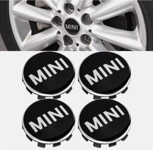4x 56mm For Mini Cooper Hub Cover Hub Caps Rim Cover Badges Black NEW - Picture 1 of 6