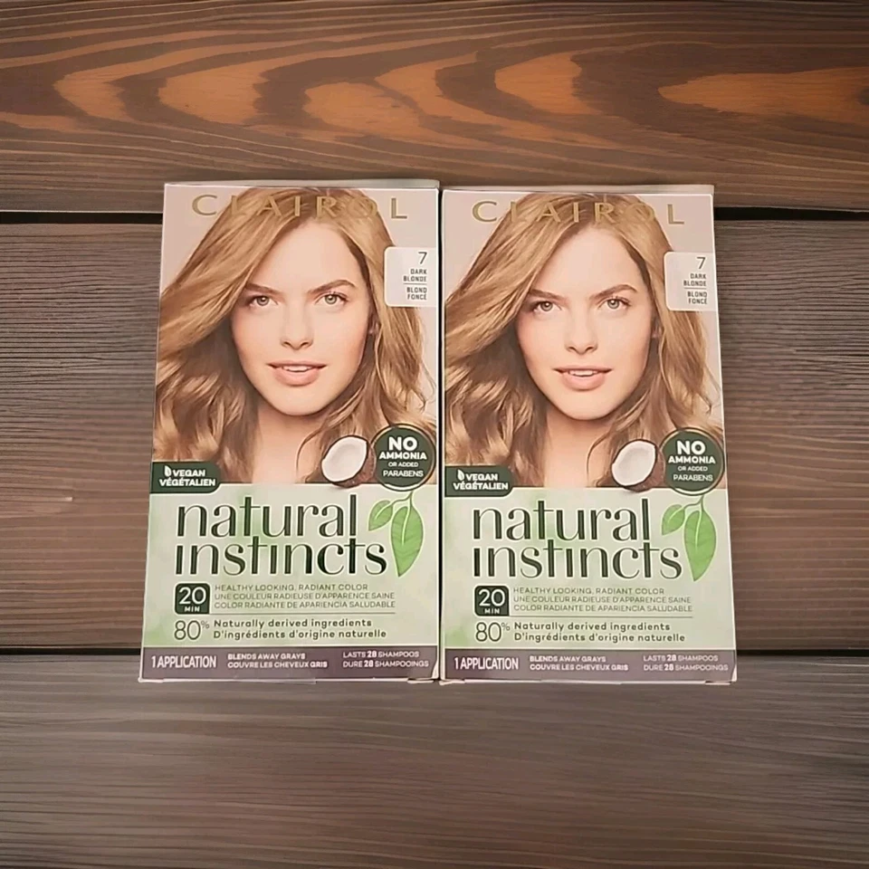 2 peças Clairol Natural Instincts cor de cabelo semi-permanente creme tintura, 7 loiro escuro - Imagem 1 de 1