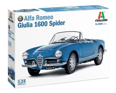 ITALERI 1:24 KIT AUTO ALFA ROMEO GIULIA  1600 SPIDER LUNGHEZZA 16,2 cm  ART 3668 - Immagine 1 di 3