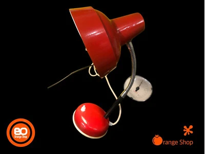 1970er Hexenhut Große Schreibtischlampe 45cm rot LED Tischleuchte Schwanenhals - Bild 1 von 3