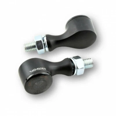 Paar Von Blinker Aus Alu LED Schwarz Genehmigt Highway Hawk für Moto - Bild 1 von 4