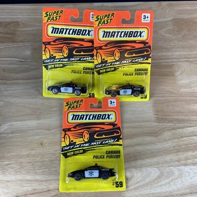 1996 Matchbox Super Fast CamaroPolice #59 Black 1:64 Lot Of 3 - Image 1 of 4