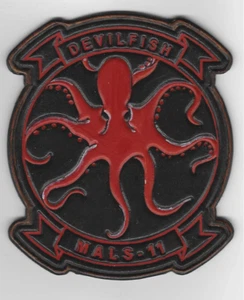4 3/8" MARINE CORPS MALS - 11 TEUFELSFISCH FARBE LEDER PATCH - Bild 1 von 1