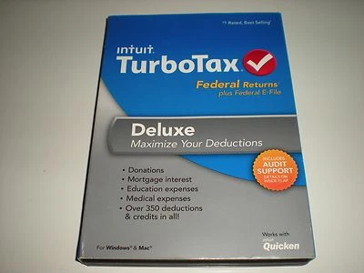 Turbotax 2013 Deluxe. Federal only + Federal E-file. Ugly new sealed box. - Image 1 of 3