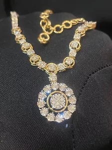 Collana Vittoriana Diamanti Taglio Rotondo Brillante Taglio Rotondo 1,62 Cts in Oro Giallo 14K - Foto 1 di 14