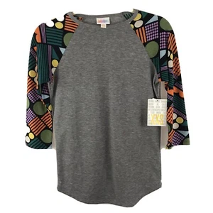Nuevo con etiquetas LuLaRoe Top de Mujer Randy Gris Calentado Mangas Multi Geo Talla 2XS XXS - Imagen 1 de 6