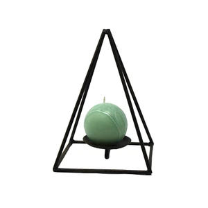 Pirámide abierta de hierro minimalista 9 pulgadas candelabro pilar triángulo forma geométrica - Imagen 1 de 6