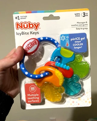 Nuby Ice Gel Multi-surface Teether Keys Silicone Teething Toy Easy Grip Design - Image 1 of 4