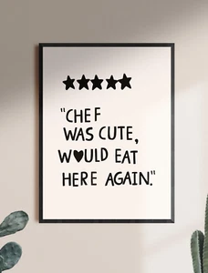 Kitchen Wall Art Decor 12X16 Canvas Trendy Large Chef Was Cute Would Eat Here Ag - Picture 1 of 12