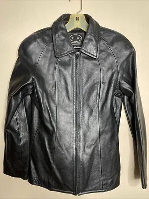 Tannery West Women's Leather Jacket BLACK Medium M Zipper Classic Athletic Fit - Image 1 of 4