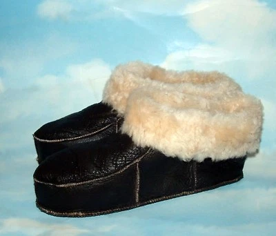 ¡NUEVO! Mujer Marrón Suela Suave Botines Botas Piel de Oveja Zapatillas Cuero Uso Interior Foto 1 de 4