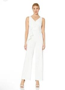 Adrianna Papell Women's Sleeveless Jumpsuit Size 2 White Bridal Bride Engagement - Picture 1 of 12