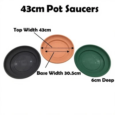 Plant Pot Saucer Round Strong Plastic Wide Base Water Drip Tray Saucers 43cm - Image 1 of 4