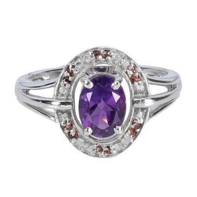 Anillo de plata de ley 925 ovalado amatista 8x6 mm zafiro piedras preciosas joyería tamaño 8 Foto 1 de 4