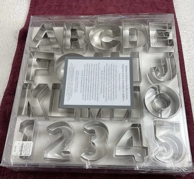 WILLIAMS SONOMA ALPHABET & NUMBER COOKIE CUTTERS 37 Piece Set With Storage Bag - Image 1 of 4