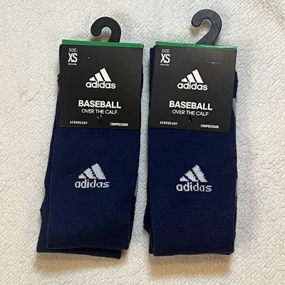 Calcetines de béisbol Adidas para jóvenes sobre la pantorrilla azul marino talla XS NUEVOS CON ETIQUETAS 2 pares Foto 1 de 4