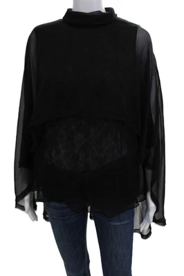 Blusa Jason Wu Mujer Seda Cuello Simulado Sin Mangas Botón Negra Talla 8 Foto 1 de 4