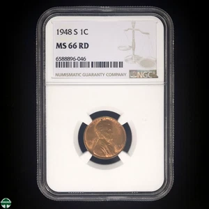 1948-S Lincoln Wheat Cent NGC MS 66 RD RED - Picture 1 of 4