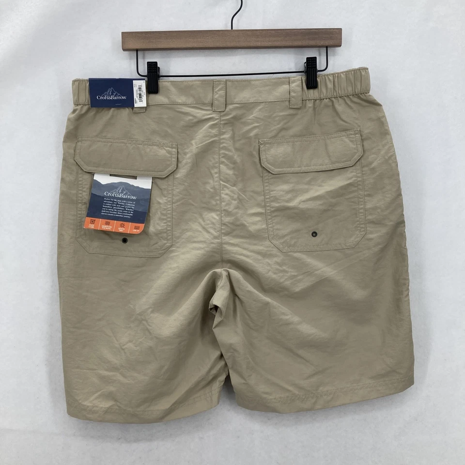 Pantalones Cortos Carga Croft & Barrow Para Hombres 36 Caqui Nylon Ripstop Secado Rápido UPF 15+ Viaje Foto 1 de 4