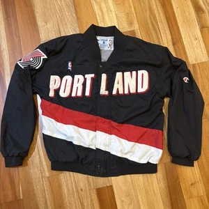 Vintage 90s Portland Trail Blazers Jacket Black Size M Medium Warm Up Champion - Bild 1 von 14