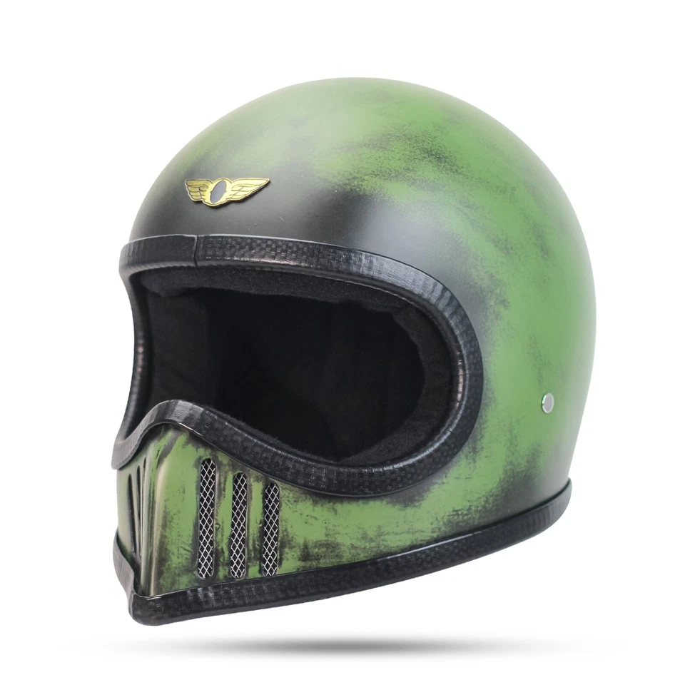 ¡NUEVO! CASCO COMPLETO VINTAGE DRACO PÁTINA CAFERACER CHOPPER BOBBER MOTOCICLETA Foto 1 de 4