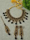 Indian Pakistani Gorgeous jewellery set Black And Gold .Bridal Set/party Wear 