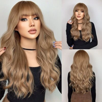Natural Blonde Brown Synthetic Wigs Long Wavy Women Heat Resistant Fiber Wigs - Image 1 of 4