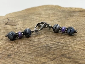 Sterling Silver Open Leaver Back Design Agate￼ ￼￼Bead Dangle Earring - Picture 1 of 2