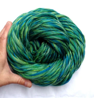 Fio de seda merino Sea Nymph grosso e fino fiado à mão super volumoso 72yds/65m - Imagem 1 de 3