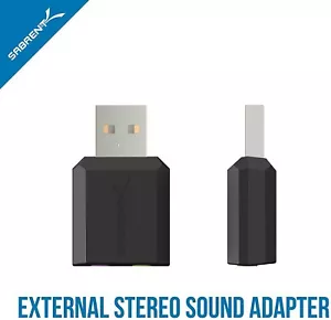 Sabrent USB External Stereo Sound Adapter Windows Mac Plug and Play No Drivers - Picture 1 of 6