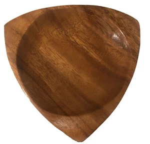 Vintage Triangular Shaped Trinket Dish/Bowl Monkey Pod Wood Tray 20cm - Picture 1 of 7