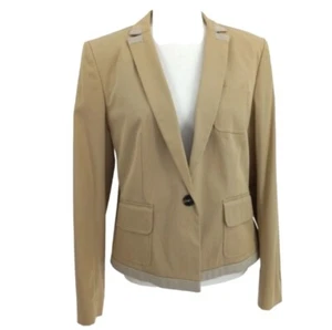 PIAZZA SEMPIONE Italy Light Caramel Cotton Linen Blend Stretch Blazer Jacket 12 - Picture 1 of 17