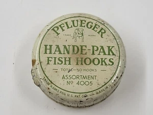 Vintage Tin Of Pflueger No. 4005 Assortment Fishing Hooks. Made In USA - Picture 1 of 7