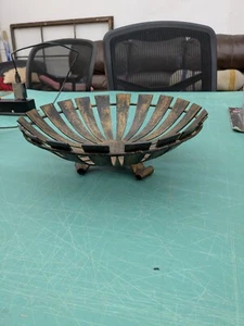12" ACTION Handmade in Spain Articulated Bowl Footed Brutalist Metal Gold - Picture 1 of 8