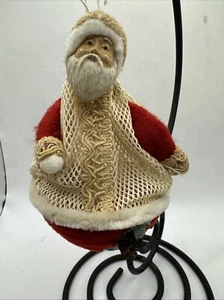 Vintage Celluloid Face SANTA CANDY Container Mesh Bag Christmas Ornament Japan - Picture 1 of 6