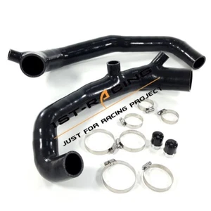 Fit 07-10 BMW 135i 335i 335xi 535i N54 1.75" High Flow Silicone Inlet Intake BK - Picture 1 of 8