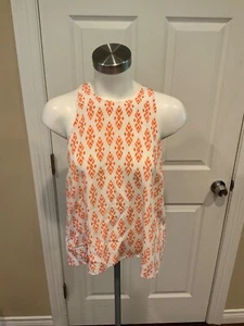 Joie Sheer Coral Geometric Pattern 100% Silk Tank Top, Size Medium - Picture 1 of 5