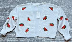 Moon & Madison Open Front Cardigan Sz L Embroidered Watermelons NEW ASO TikTok - Picture 1 of 17