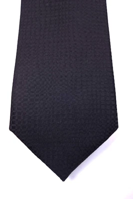 Corbata de cuello CALVIN KLEIN negra micro cuadros cuadrados mezcla de seda NUEVA Foto 1 de 2