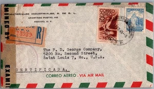 MEXICO 1945 POSTAL HISTORY WWII CENSORED AIRMAIL COVER ADDR USA CANC MEXICO DF - Picture 1 of 2