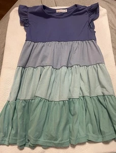 Girls Size 8 Swing Dress Tiered Blue And Green Tones Sunshine Swing Brand - Picture 1 of 4