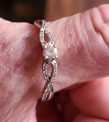 Anillo mujer circonita cúbica y topacio blanco talla 10,5 plata de ley 925 Foto 1 de 2