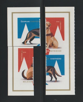 US ERROR Stamps #5405-8 Military Working Dogs: Huge Die Cut shifts! MNH - Image 1 of 2