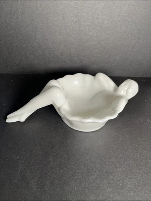 VTG Mosser White Milk Glass Soap Dish Bathing Beauty Lady Woman Bath Bathroom - Image 1 of 4