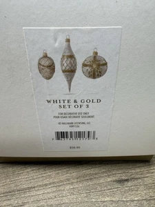 Hallmark Heritage Collection Ornament 2016 WHITE & GOLD Set Of 3 Jeweled HDR1536 - Picture 1 of 13