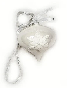 Wedgewood Porcelin Ornament White Teardrop Snowflake Heirloom Bauble 3" - Picture 1 of 4