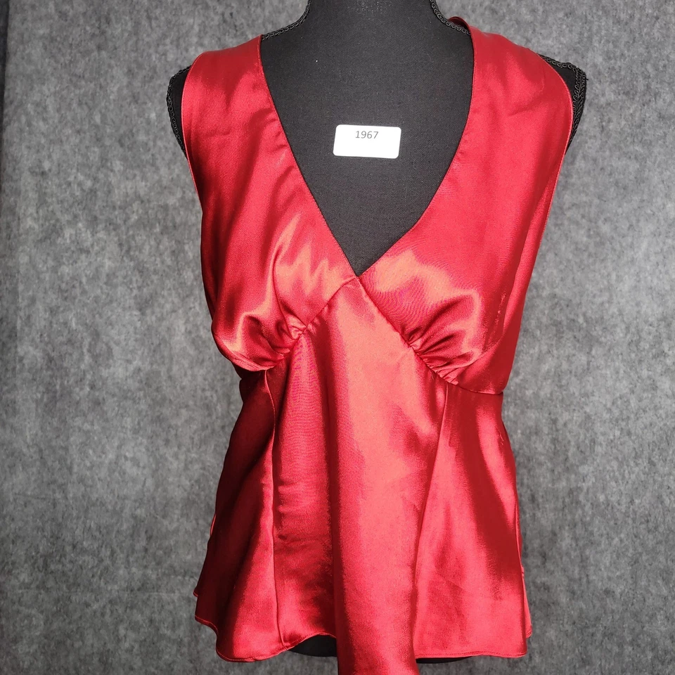 Camiseta feminina Fredericks of Hollywood vermelha cetim Halter XLarge - Imagem 1 de 4