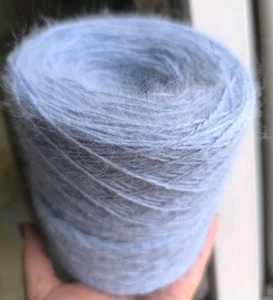 Vintage angora 80% yarns for hand knitting in blue color 165 g, Italy - Picture 1 of 6